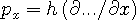 p_x=h\left(\partial.../\partial{x}\right)