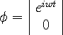 \phi=\left|\begin{array}{c}e^{iwt}\\0\end{array}\right|